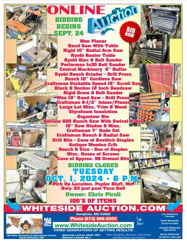 A poster for a public auction on September 24th